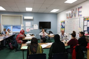 Mr. Finn talking with students at LRTC.