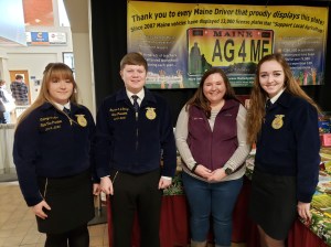 Maine FFA State Officers visit grant supporting organization, Maine Agriculture in the Classroom (Program Assistant Kelsey Fortin in center)