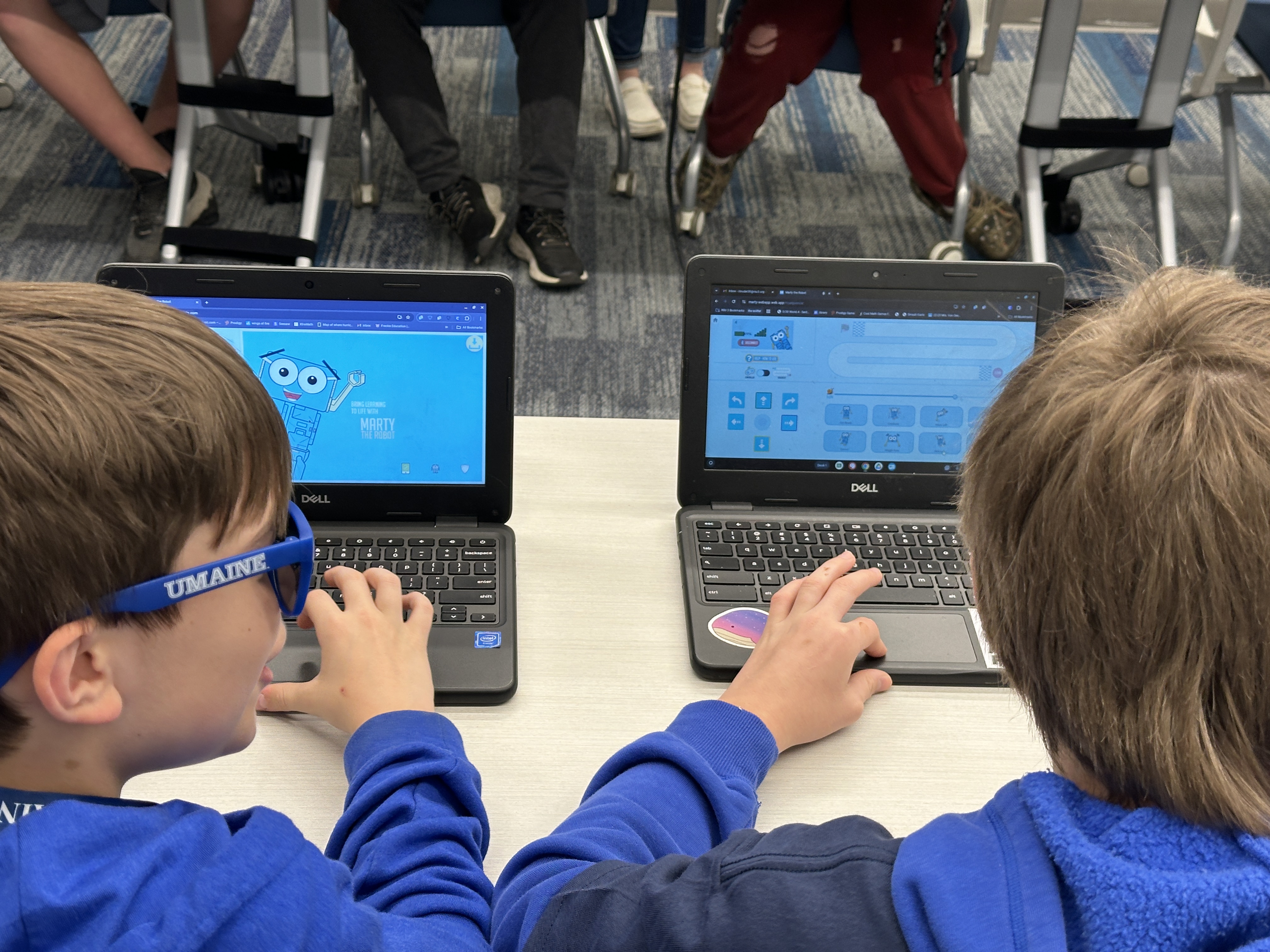 Students working on laptops