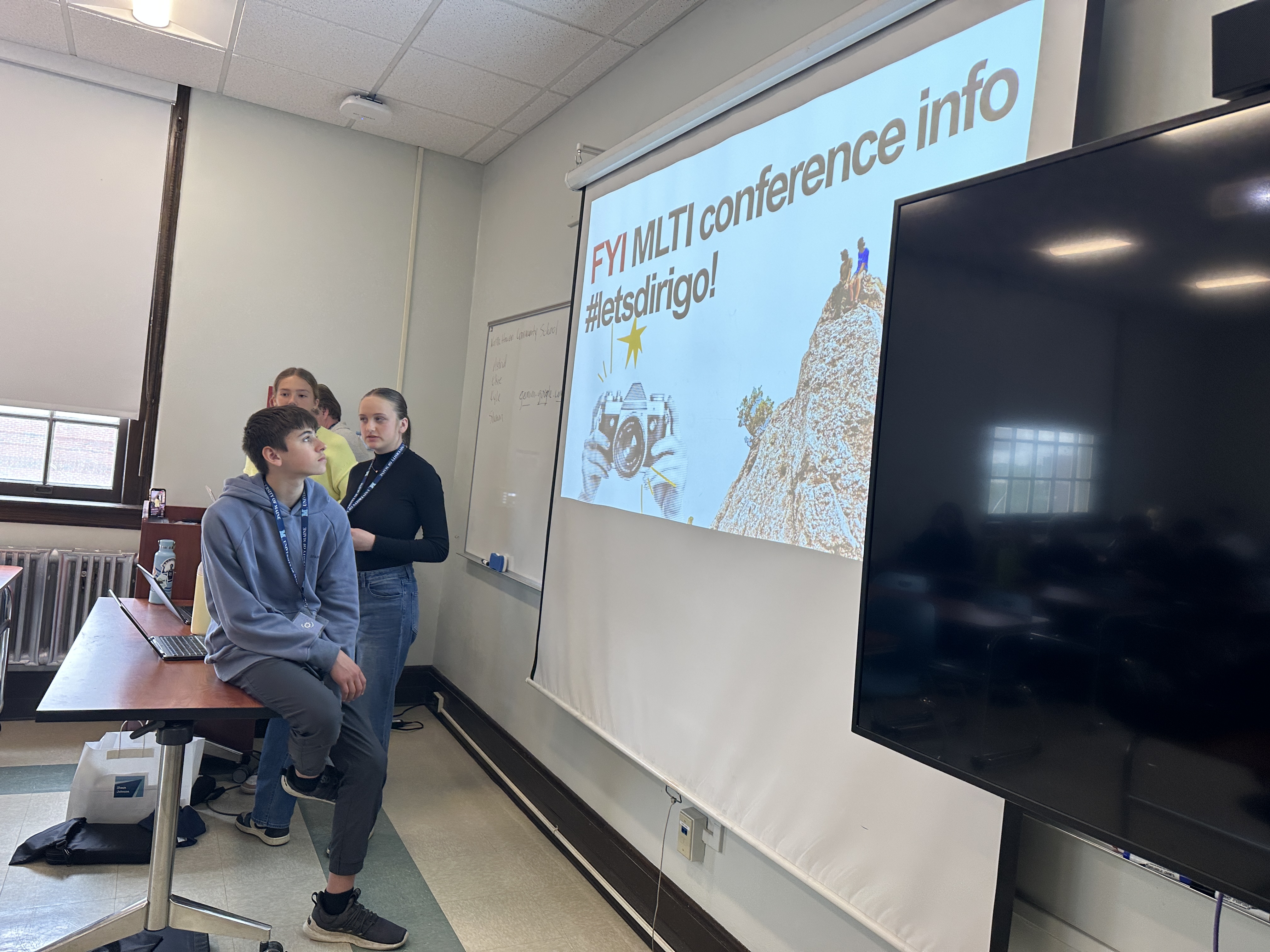 Students from North Haven Community School are presenting on artificial intelligence (AI).