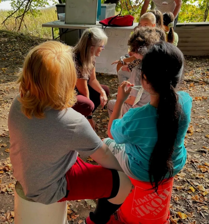Becky in her outdoor classroom.