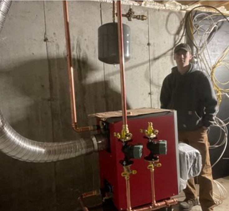 Buckfield student who learned how to install a boiler