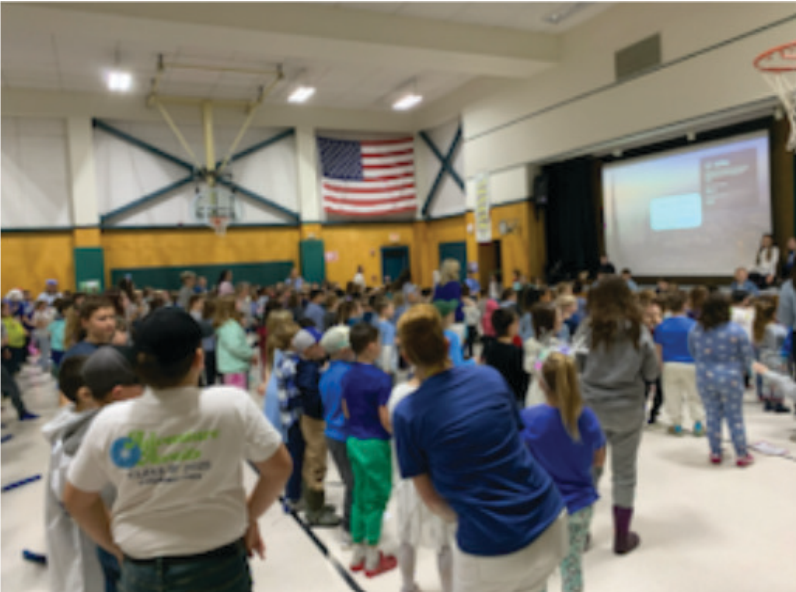 Students and staff gathered for a PBIS school share assembly