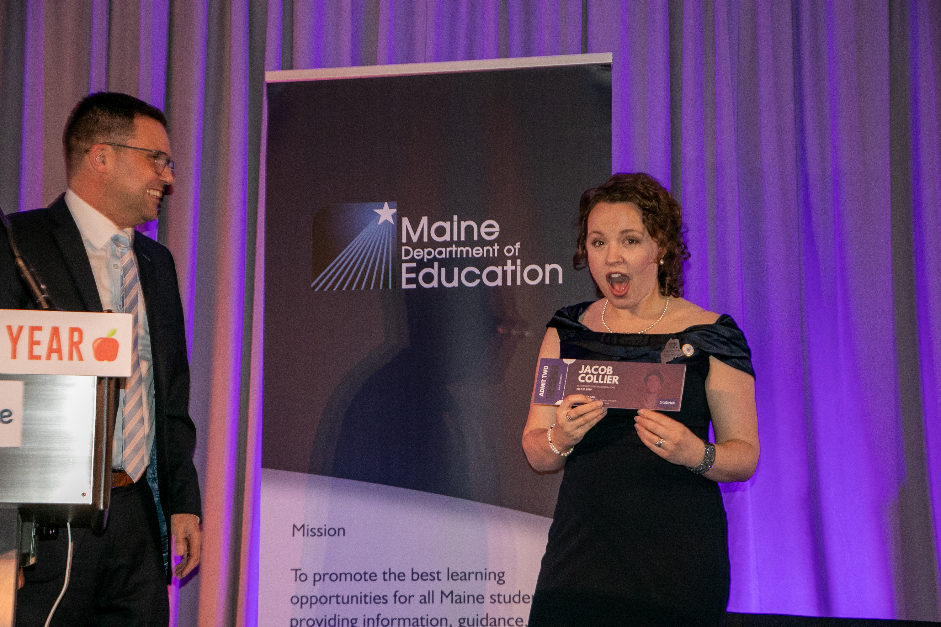 A representative from StubHub gives Edwards tickets to see musician Jacob Collier.