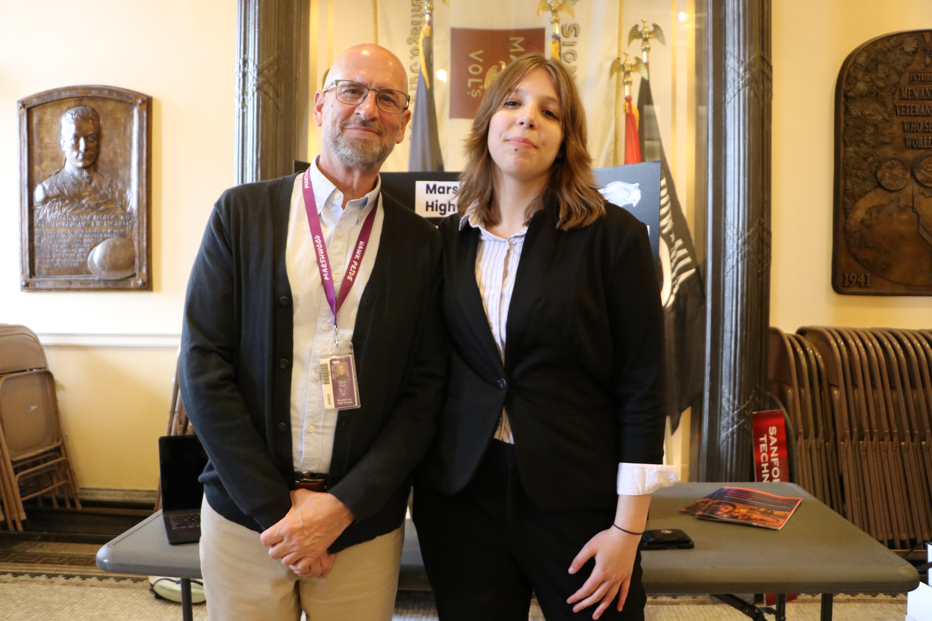 Marshwood High School (MSAD 35) ELO Coordinator Rob Scully with student Olivia