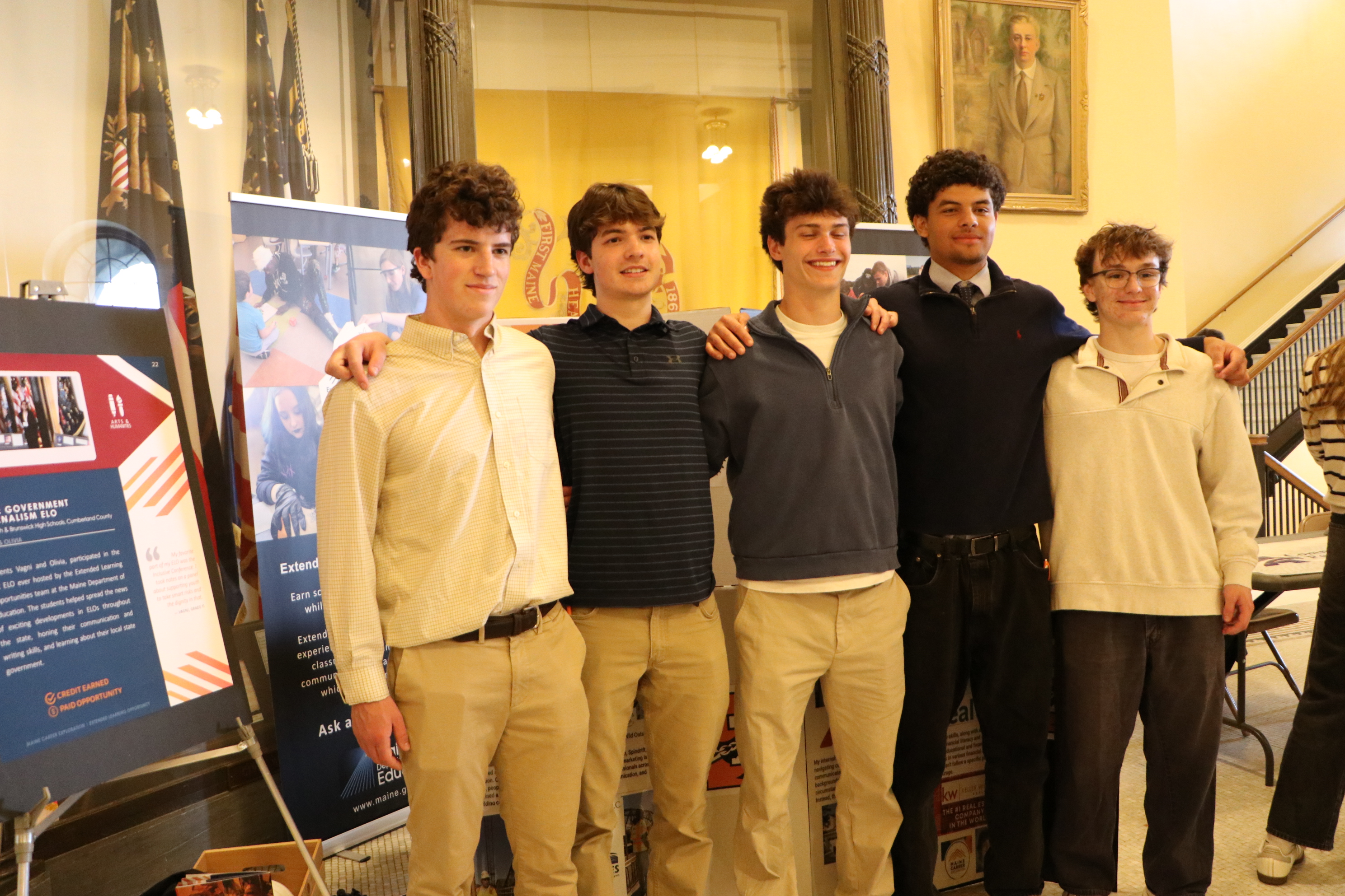 Brunswick High School (Brunswick School Department) ELO students Marco, Nat, Jansen, Noah, and Jack