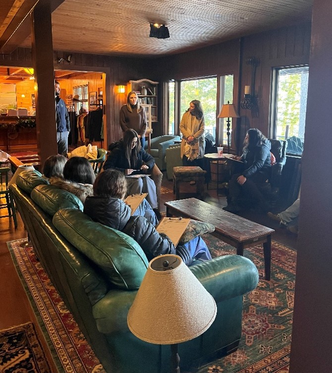 Before diving into charcuterie board creation, students heard from staff at Migis Lodge in Casco about the wide range of careers in Vacationland's hospitality industry. Inspired by the visit, several students have applied and will be joining the Migis Lodge team this summer.