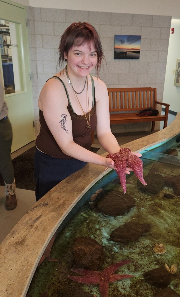 During their aquaculture adventure at the Downeast Institute in Beals, students discovered the science behind growing oysters, clams, etc., and toured the Institute's shellfish production labs, dipping their hands in the lab's touch tank. 