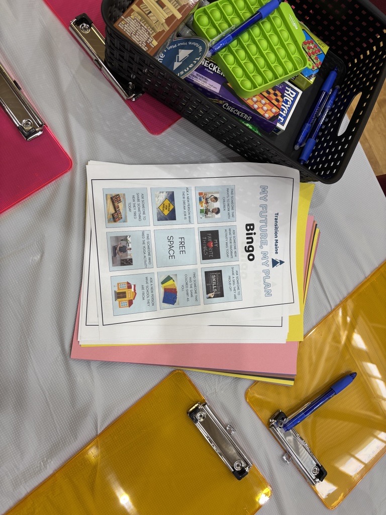 A table display with a bingo game called "My Future, My Plan" game.