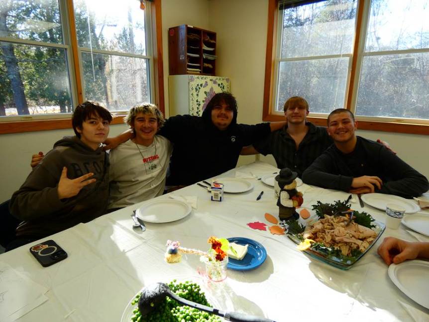 BCOPE students gather together for a group meal.