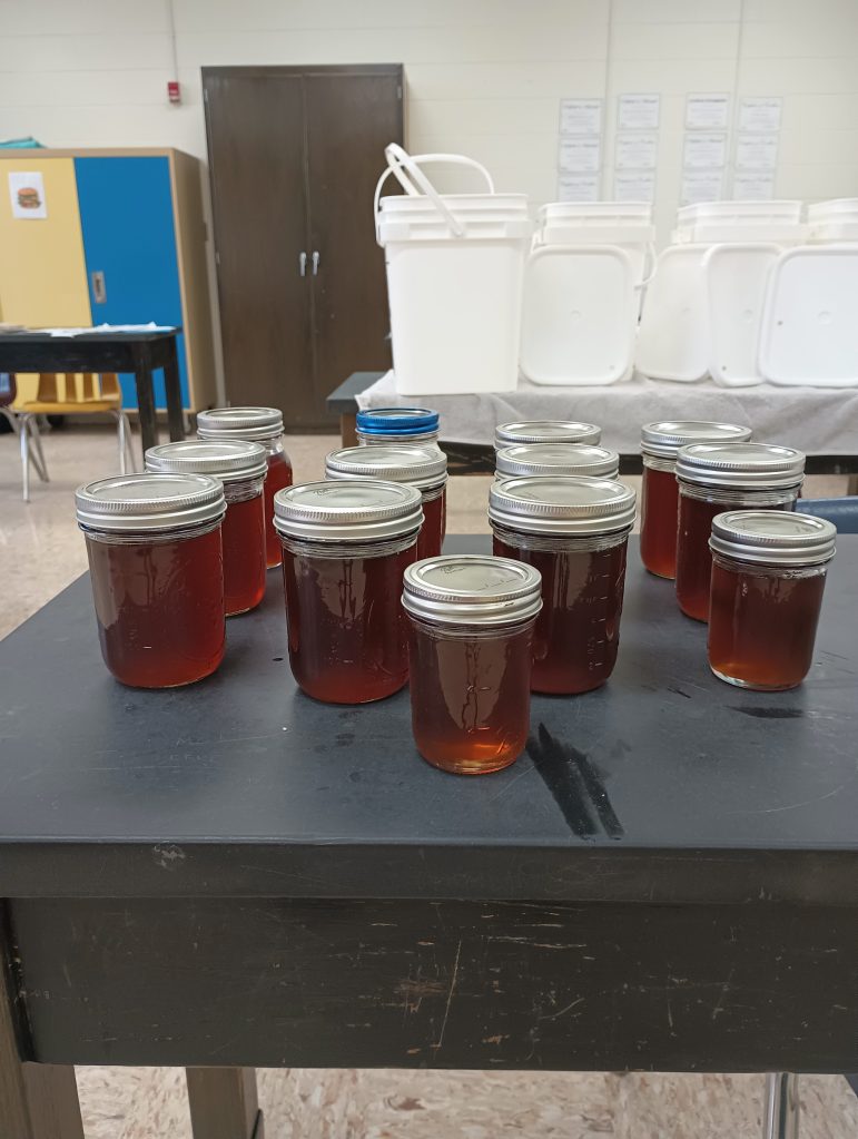 maple syrup in glass containers