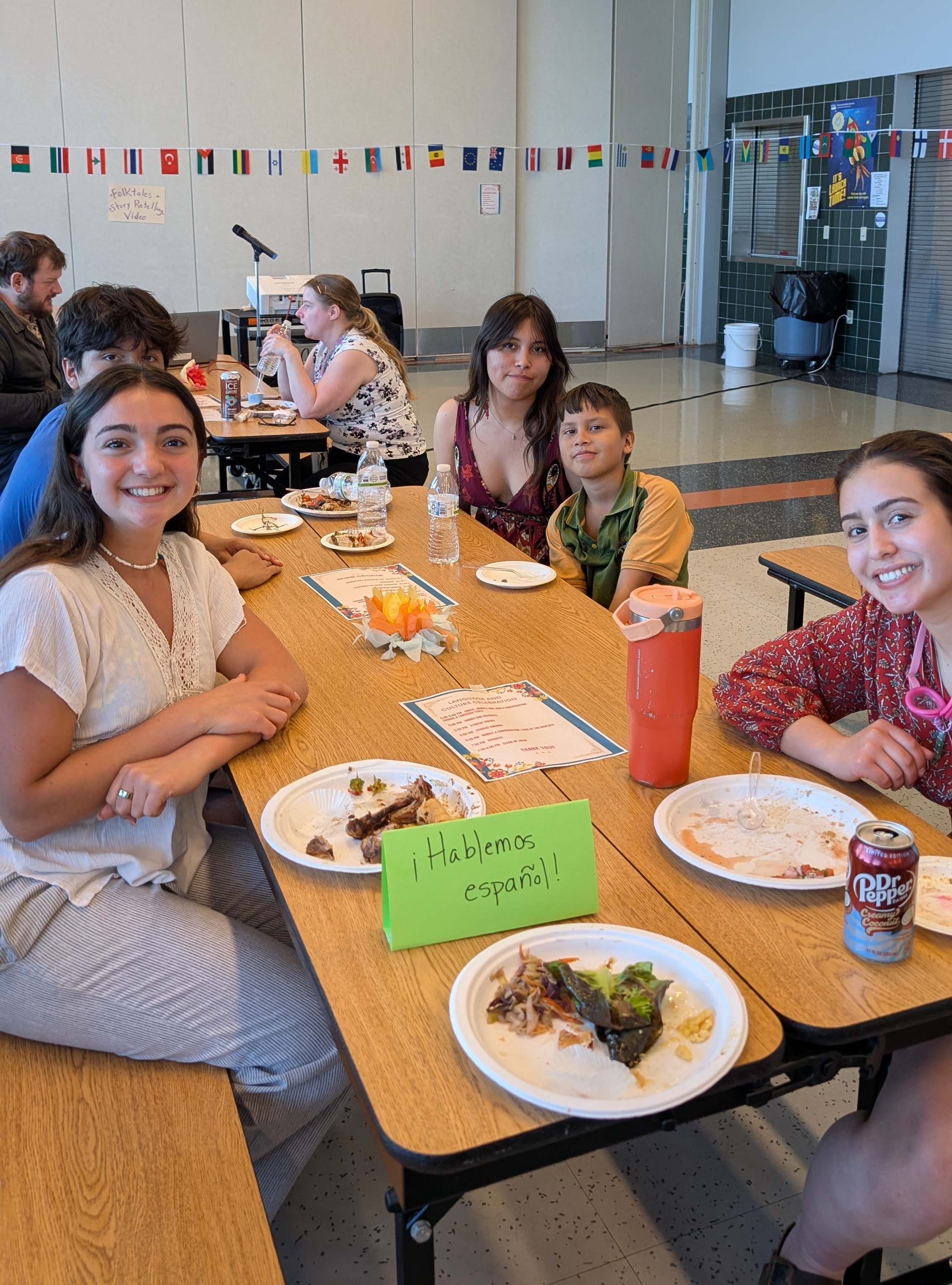 Conversation tables bring students together at the Language and Culture Celebration.