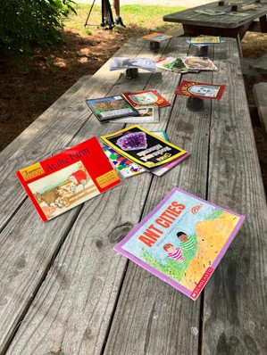 academic materials on an outdoor table